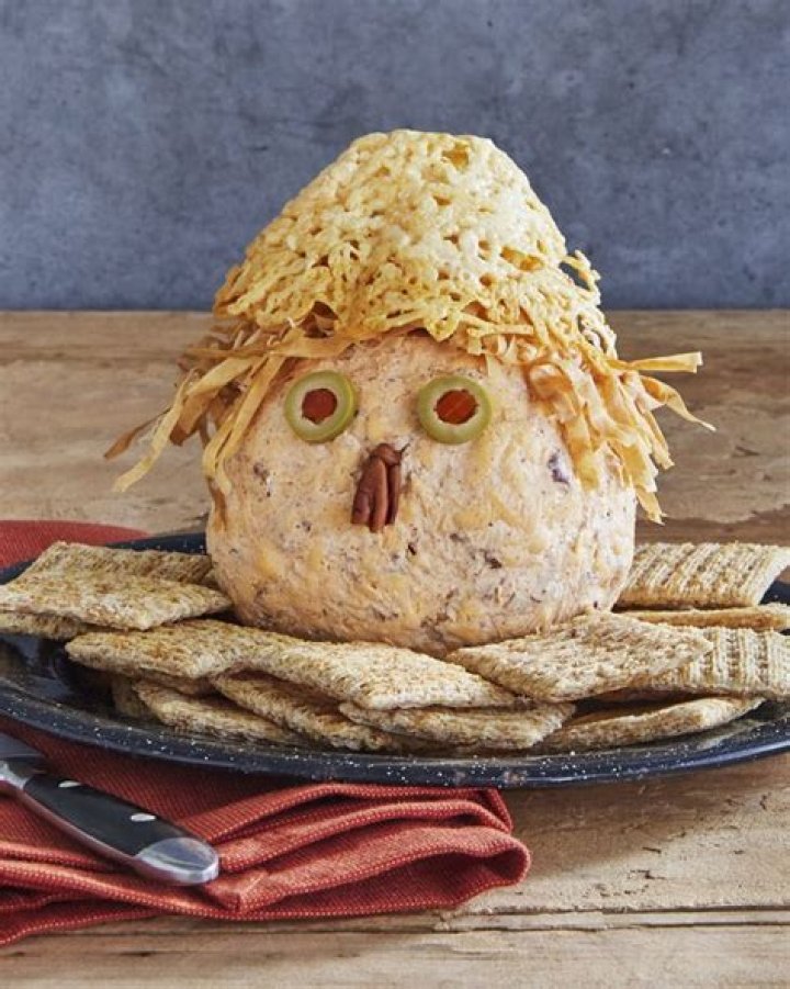How to Make Halloween Scarecrow Cheese Ball